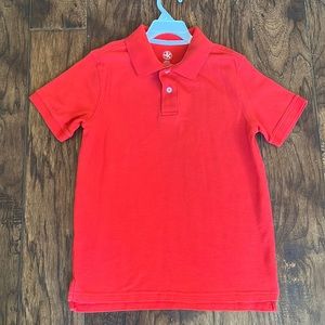 Boys JKhaki red polo shirt, size medium